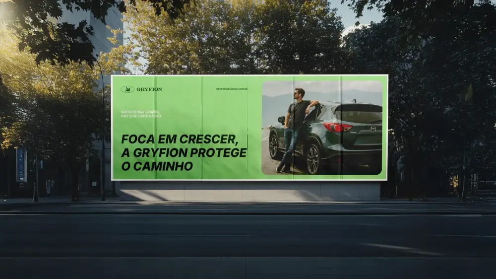 Identidade visual da marca Gryfion aplicada