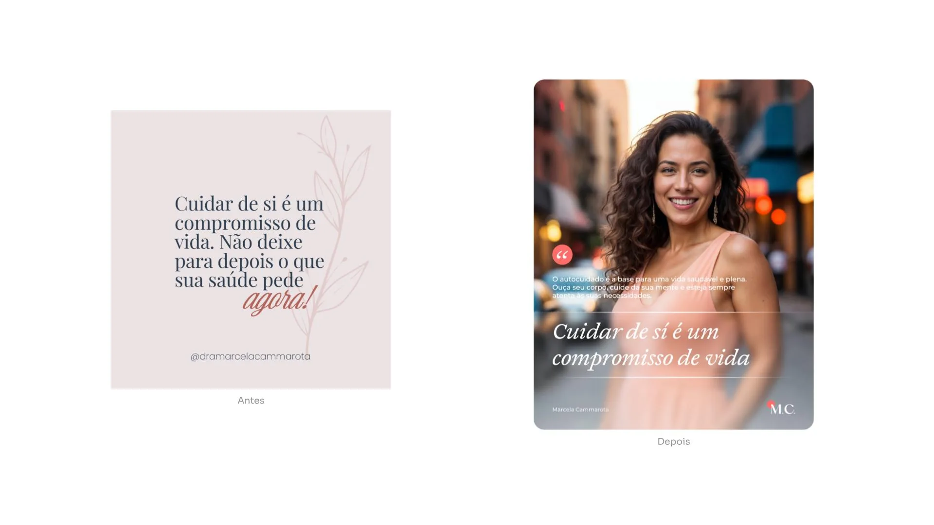 Aplicação da identidade visual da marca Marcela Cammarota
