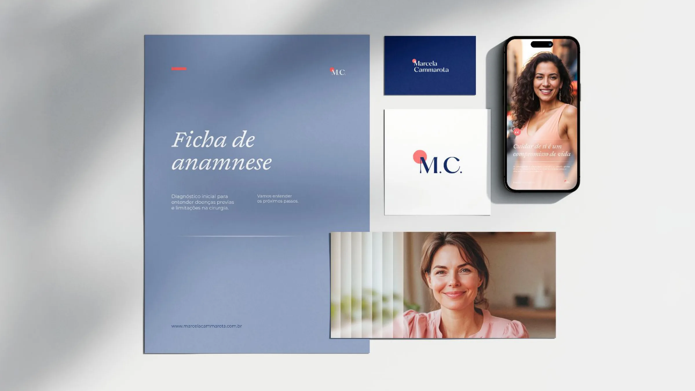 Aplicação da identidade visual da marca Marcela Cammarota