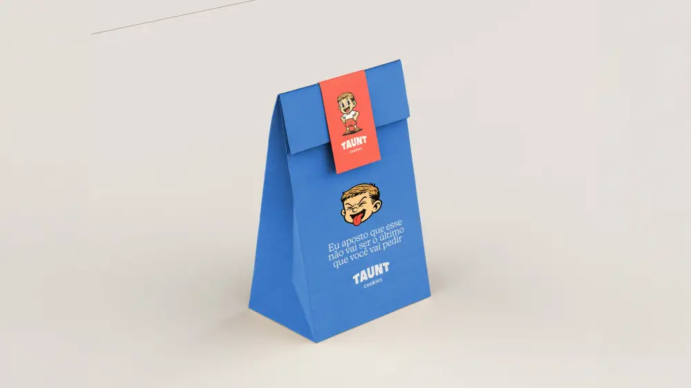 Identidade visual da marca Taunt Cookies aplicada